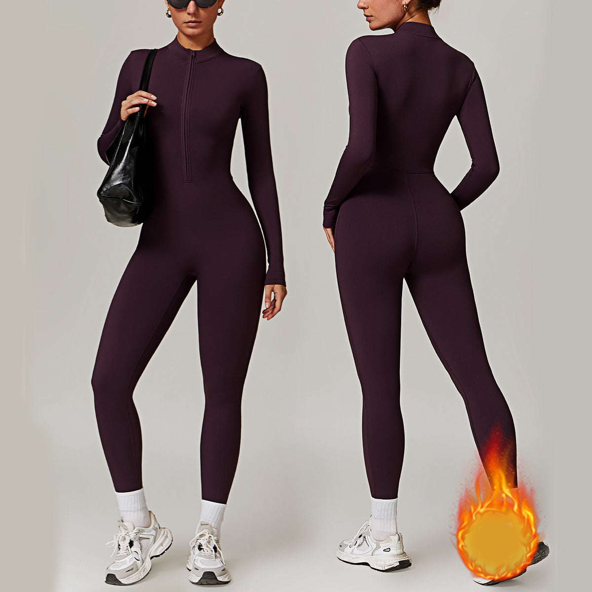 Fleece Lined Long-Sleeve Jumpsuit